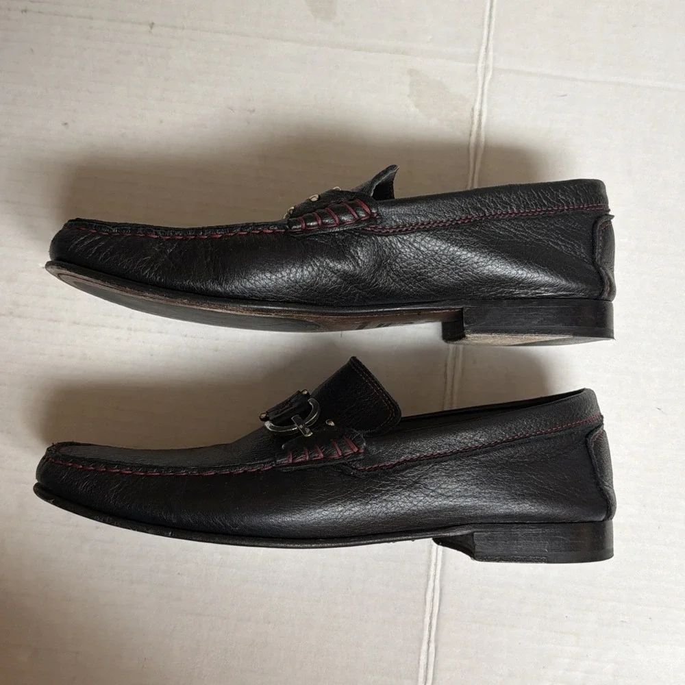 Donald Pliner Dacio 2‎ Black Pebbled Calf Leather Slip-On Loafers Men's 9.5 M